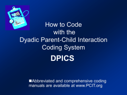 Coding in PCIT - Parent-Child Interaction Therapy
