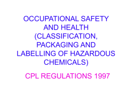 OCCUPATIONAL SAFETY AND HEALTH (CLASSIFICATION, …
