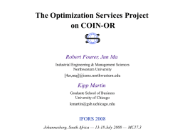 The Optimization Services Project on COIN-OR