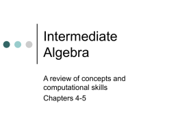 Intermediate Algebra - Utah State University