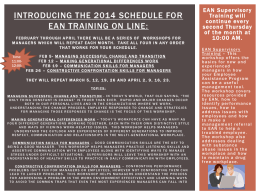 Introducing the 2014 Schedule for EAN training on line
