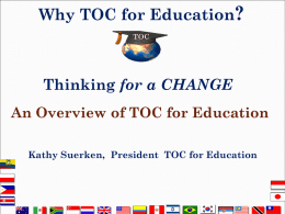 Overview of TOCfE - TOC for Education