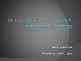 RFID Security and Privacy: A Research Survey