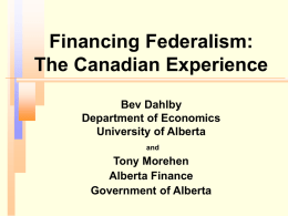Financing Federalism: The Canadian Experience