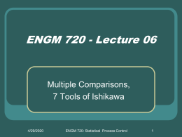 TM 720 Lecture 06: Multiple Comparisons, 7 Tools of Ishikawa