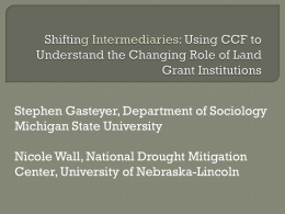 Shifting Intermediaries: Using CCF to Understand the