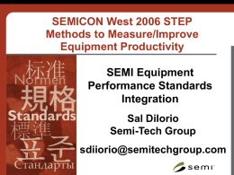 Equipment Performance Standards Integration