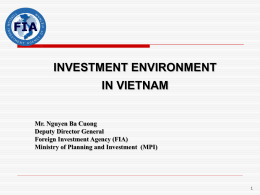 INVESTMENT ENVIRONMENT AND PILOTING PPP IN VIETNAM