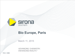 Diapositive 1 - Sirona Biochem