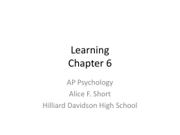 Learning Chapter 6 - Mrs. Short's AP Psychology Class