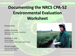 Documenting the NRCS CPA-52 Environmental Evaluation Worksheet