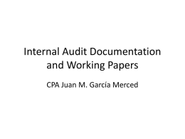 Internal Audit Documentation and Working Papers