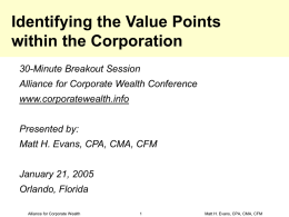 Value Points - Home Page for Matt H. Evans, CPA, CMA, CFM