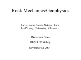 Rock Mechanics/Seismology - Virginia Tech Department of