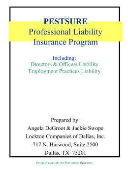 PESTSURE Professional Liability Insurance Program including: