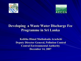 Developing a Waste Water Discharge Fee Programme in Sri