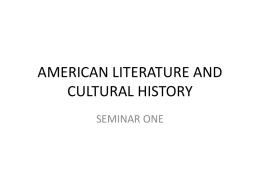 AMERICAN LITERATURE AND CULTURAL HISTORY