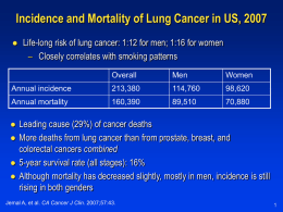 Incidence and Mortality of Lung Cancer in US, 2007