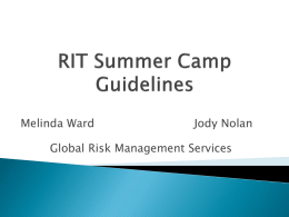 RIT Summer Program Guidelines