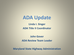 ADA Update - County Engineers Association of Maryland