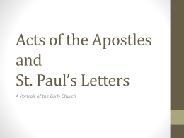 Acts of the Apostles and St. Paul’s Letters