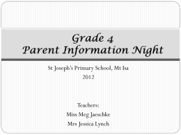 Grade 4 Parent Information Night