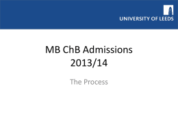 MB ChB Admissions - University of Leeds