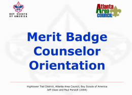 MB Counselor Orientation - U.S. Scouting Service Project