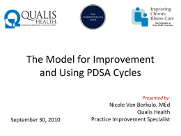 The Model for Improvement and Using PDSA Cycles