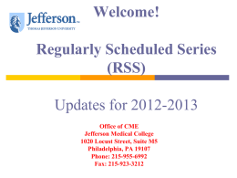 Regularly Scheduled Conferences (RSCs) - jeffline