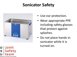 Sonicator Safety - chemistry.osu.edu