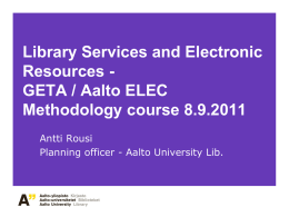 Library services and electronic resources
