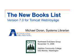 The New Books List : Version 7 for Tomcat WebVoyage