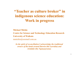 Teacher as culture broker” in indigenous science education