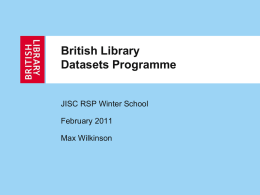 Datasets Programme