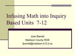 Infusing Math into Inquiry Based Units