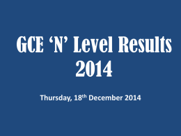 GCE ‘N’ Level Results 2012 - West Spring Secondary School