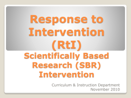 Response to Interventions (RtI)