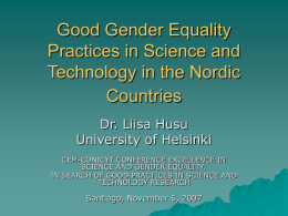 Good Gender Equality Practices in Science and