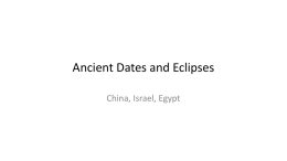 Ancient Dates and Eclipses