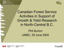 Canadian Forest Service Activities in G&Y