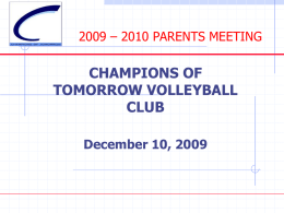 2009 - 2010 Parent's Meeting