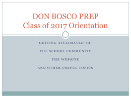 DON BOSCO PREP Class of 2017 Orientation