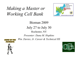 Making a Master or Working Cell Bank