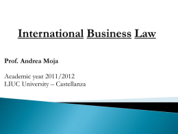 International Business Law - University Carlo Cattaneo