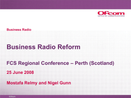 Business Radio Reform FCS Regional Conference – Perth