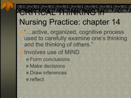 CRITICAL THINKING in Nursing Practice: chapter 14