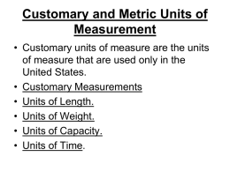 Customary Units of Measurement