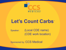 Let&rsquo;s Count Carbs - Medical Supply Company
