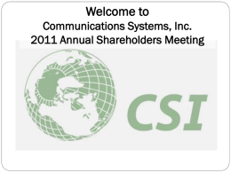 Communication Systems 2011 Annual Shareholder Meeting